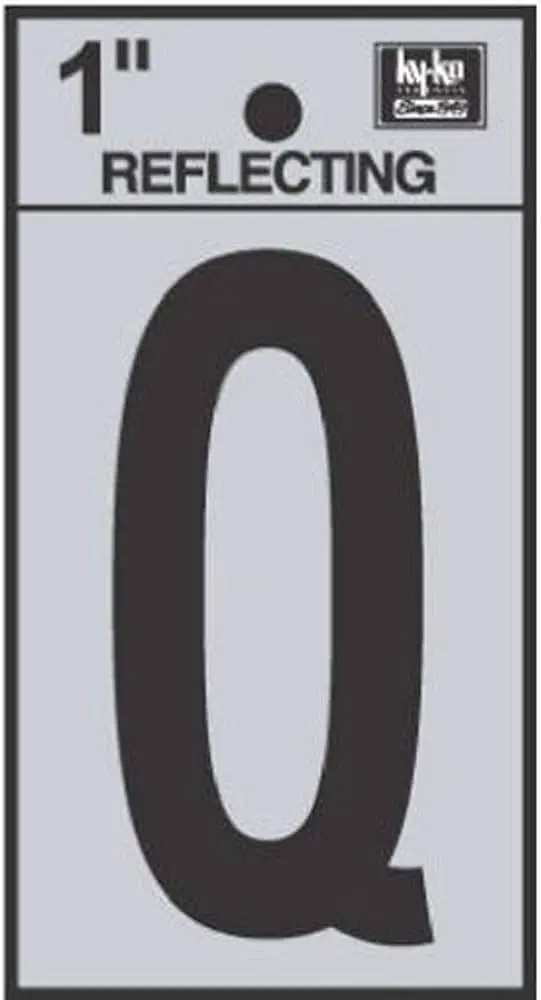 [08438915] 1-1/4" BEND AND PEEL BLACK ON SILVER REFLECTIVE LETTER Q HY-KO - RV-15/Q