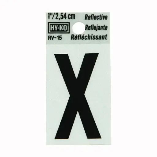 [08439419] 1-1/4" BEND AND PEEL BLACK ON SILVER REFLECTIVE LETTER V HY-KO - RV-15/V
