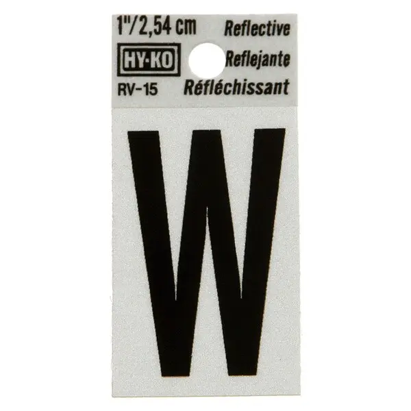 [08439516] 1-1/4" BEND AND PEEL BLACK ON SILVER REFLECTIVE LETTER W HY-KO - RV-15/W