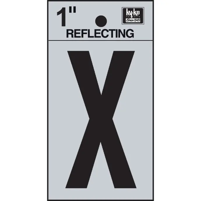 [08439613] 1-1/4" BEND AND PEEL BLACK ON SILVER REFLECTIVE LETTER X HY-KO - RV-15/X