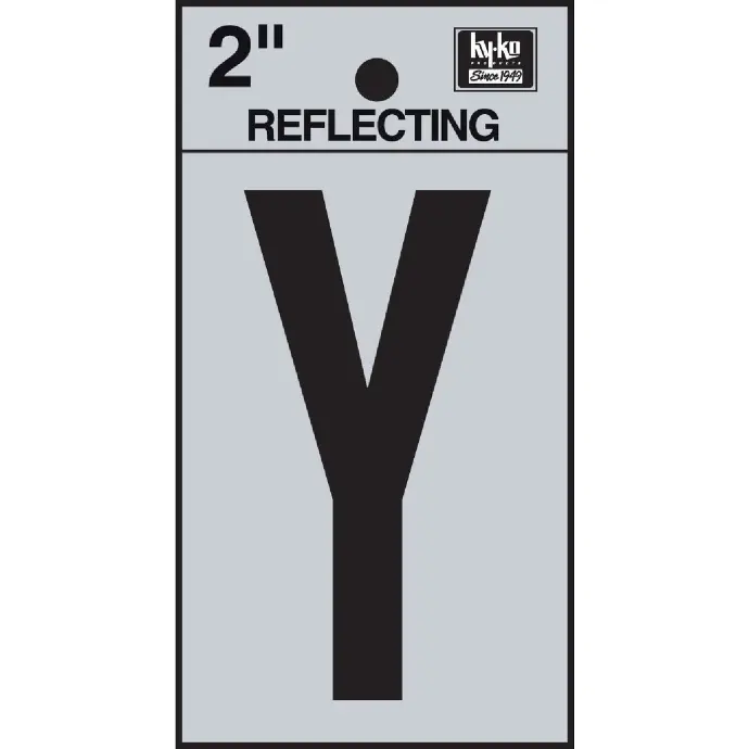 [08439710] 1-1/4" BEND AND PEEL BLACK ON SILVER REFLECTIVE LETTER Y HY-KO - RV-15/Y