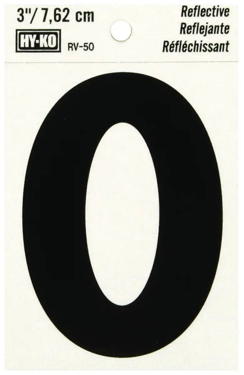 [08436315] 1.25" BEND AND PEEL BLACK ON SILVER REFLECTIVE LETTER O HY-KO - RV-50/O