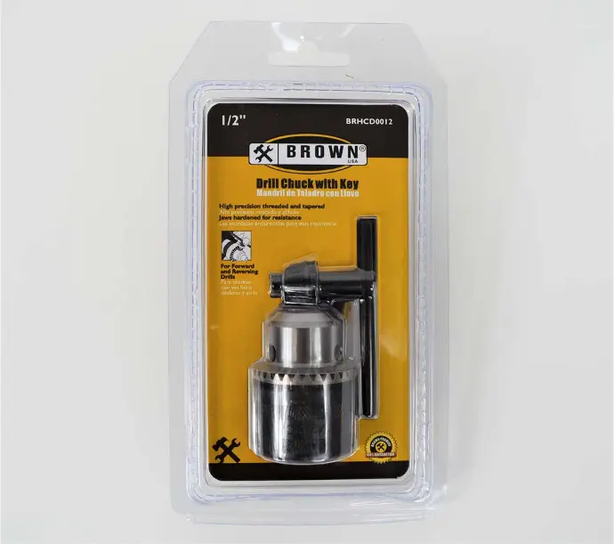 [638110096097] 1/2" HD DRILL CHUCK AND KEY - BROWN USA - BRHCD0012