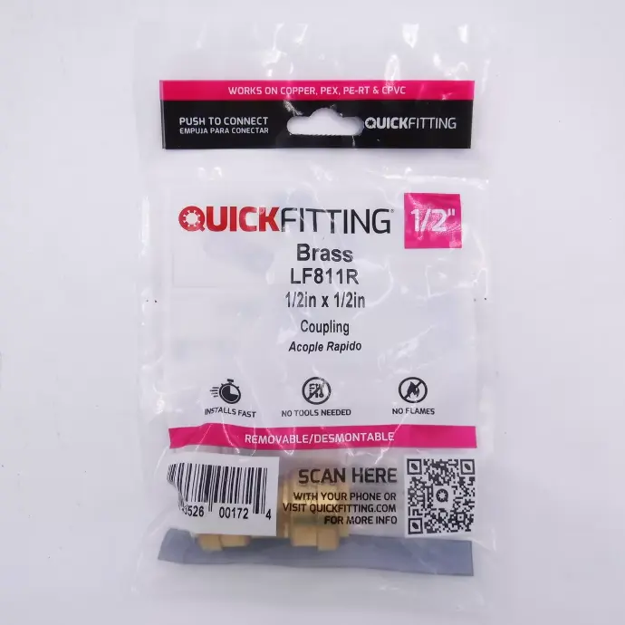 [845526001724] 1/2" PF BRASS COUPLING - LF2316508089802