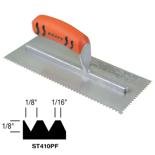 [084389026585] GOLDBLATT TROWEL 1/4 x 5/16 x 5/16 FLAT-V NOTCH PLASTIC HANDLE - G0...