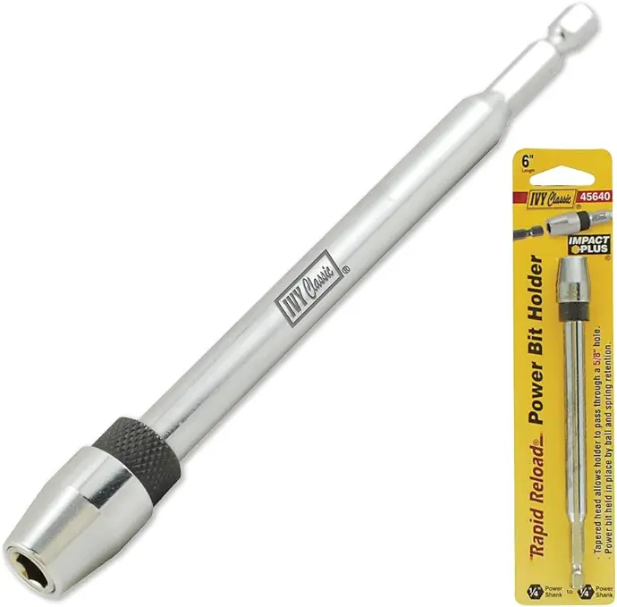 [738226456409] 1/4" Hex 6" Lenght Rapid Reload Power Bit Holder - Ivy Classic 45640