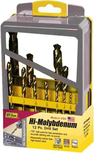 [738226105925] 12PCS HI-MOLYBDENUM DRILL SET BIT IVY - 10592
