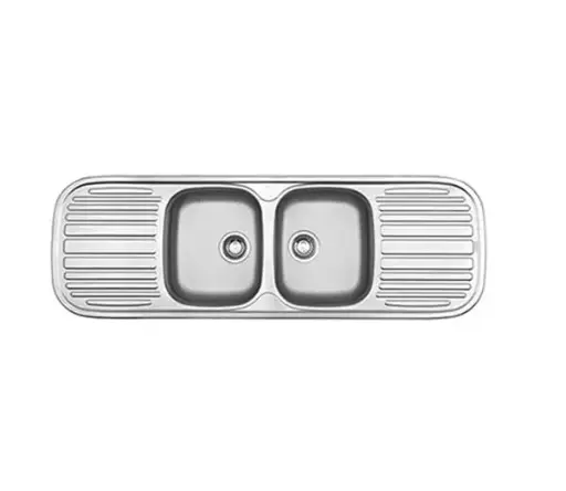 [BR15050LB] 1500 X 500 X 155 X 8" DOUBLE LEFT 3HOLE SINK - BR15050LB