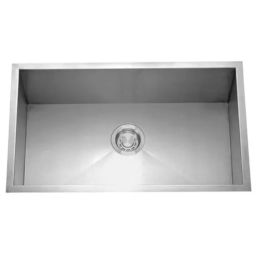 [JCNZS1518P] 16GA STAINLESS STEEL BR SATIN 15" X 18.5" X 10" NEAR ZERO RADIUS SINGLE BOWL KITCHEN SINK - JCNZS1518P