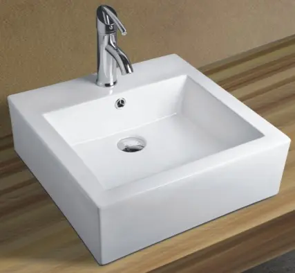 [AS236] 18.3" X 18.3" X 6.3" WHITE SQUARE VESSEL PORCELAIN SINK - AS 236