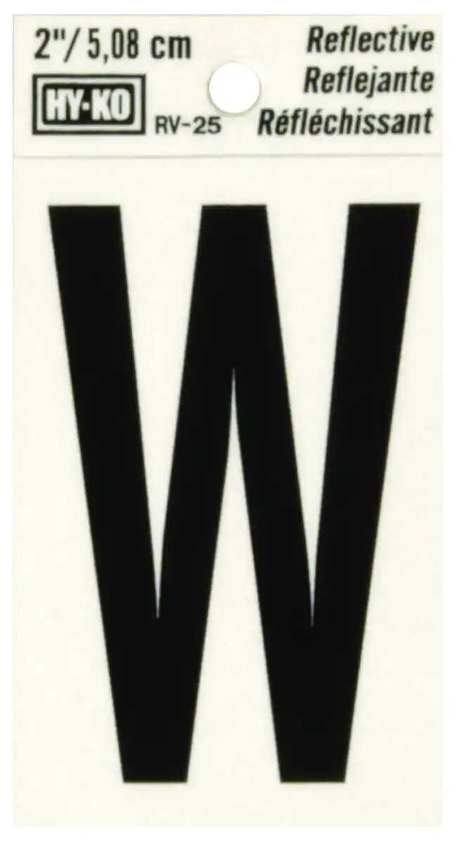 [08443412] 2" BEND AND PEEL BLACK ON SILVER REFLECTIVE LETTER W HY-KO - RV-25/W
