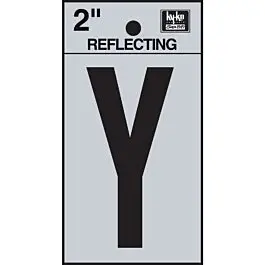 [08443616] 2" BEND AND PEEL BLACK ON SILVER REFLECTIVE LETTER Y HY-KO - RV-25/Y