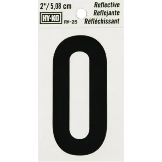 [08460311] 2" BEND AND PEEL BLACK ON SILVER REFLECTIVE NUMBER 0 HY-KO - RV-25/0