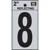 [08441016] 2" BEND AND PEEL BLACK ON SILVER REFLECTIVE NUMBER 8 HY-KO - RV-25/8