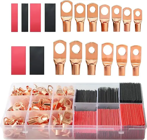 [X002ZVGOFN] 273 PCS COPPER WIRE TERMINAL CONNECTORS AWG 2-12 RING LUG KIT HEAT SH...
