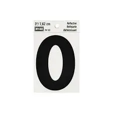 [08444110] 3" BEND AND PEEL BLACK ON SILVER REFLECTIVE NUMBER 0 HY-KO - RV-50/0
