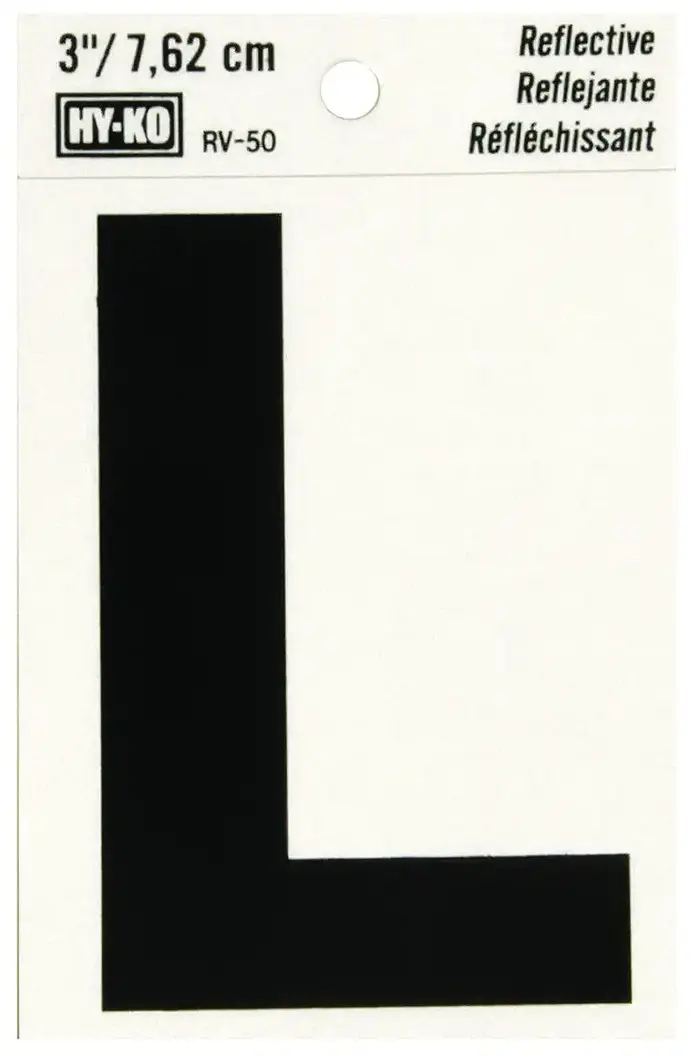 [029069304225] 3" BLACK VINYL LETTER L HY-KO - 30422