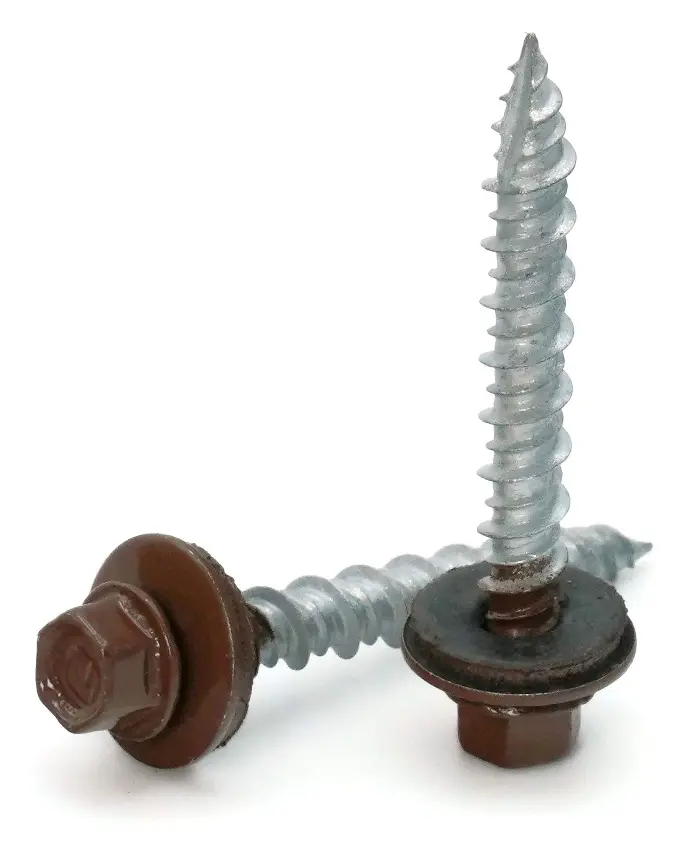 [12R2B] 3/16" X 2" BROWN - GALVANIZED ROOFING SCREW - LBS
