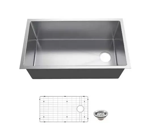 [AS6149998] 31" X 18" X 10" R19 UNDERMOUNT 18G SINGLE BOWL KITCHEN SINK WITH SIDE DRAIN - AS 360