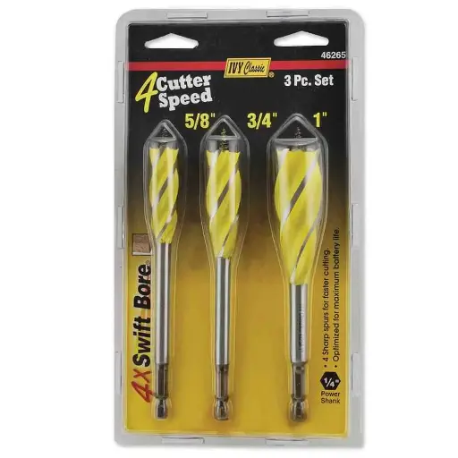 [46265] 3PC SET  SWIFT BORE 4-CUTTER AUGER BIT IVY - 46265