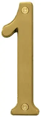 [029069309213] 4" BRUSHED BRASS HOUSE NUMBRE 1 HY-KO - BR-43BB/1