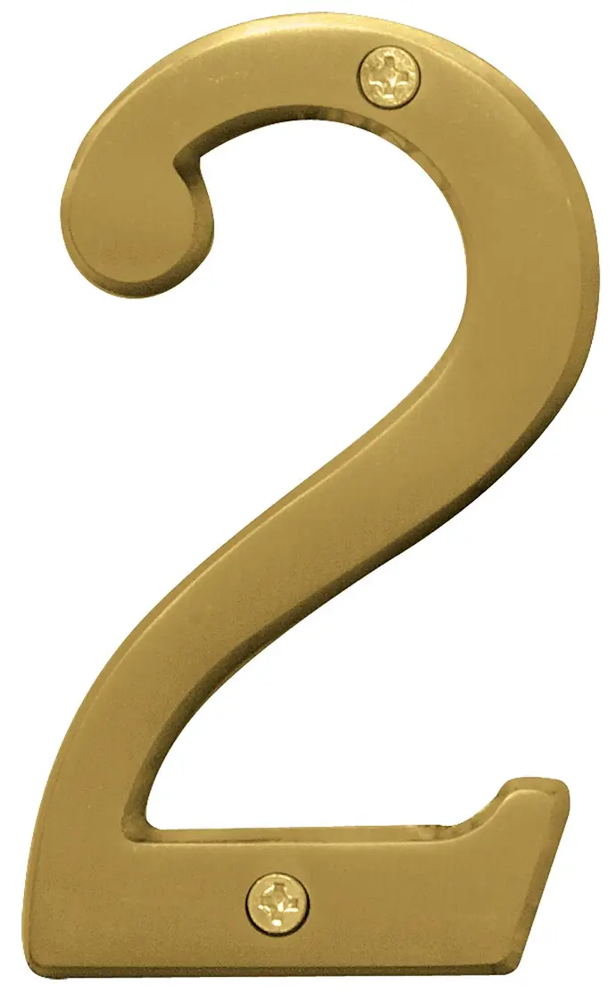 [029069309220] 4" BRUSHED BRASS HOUSE NUMBRE 2 HY-KO - BR-43BB/2