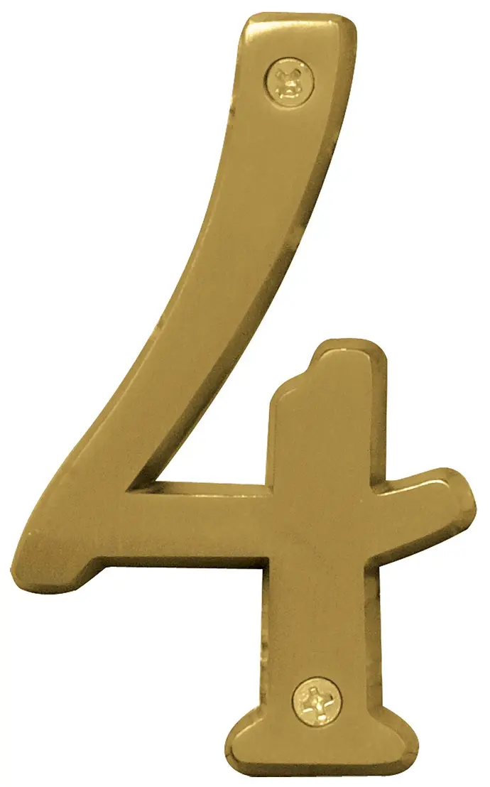 [029069309244] 4" BRUSHED BRASS HOUSE NUMBRE 4 HY-KO - BR-43BB/4