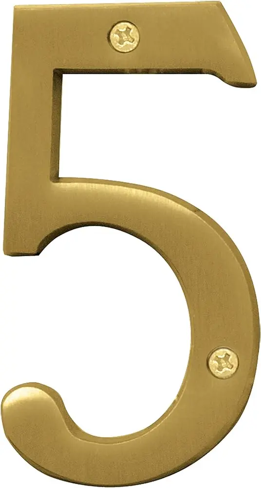 [029069309251] 4" BRUSHED BRASS HOUSE NUMBRE 5 HY-KO - BR-43BB/5