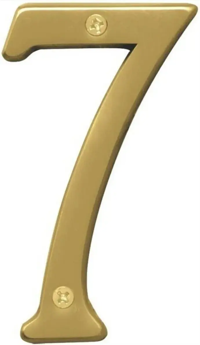 [029069309275] 4" BRUSHED BRASS HOUSE NUMBRE 7 HY-KO - BR-43BB/7
