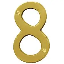 [029069309282] 4" BRUSHED BRASS HOUSE NUMBRE 8 HY-KO - BR-43BB/8