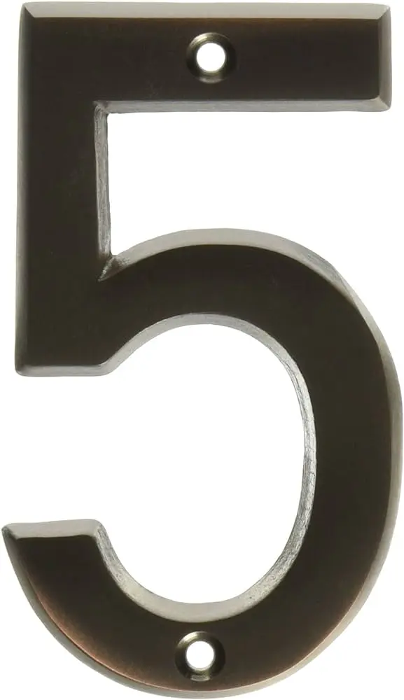 [029069309459] 4" OLD WORLD BRONZE HOUSE NUMBRE 5 HY-KO - BR-42OWB/5