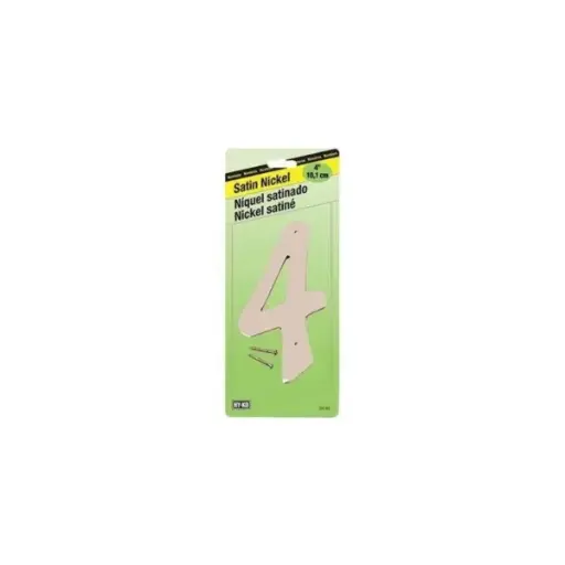 [029069312046] 4" SATIN NICKEL FINISH HOUSE NUMBER 4 HY-KO - SN-40/4