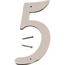 [029069312053] 4" SATIN NICKEL FINISH HOUSE NUMBER 5 HY-KO - SN-40/5