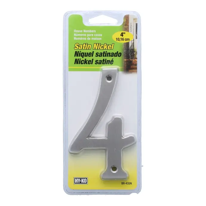 [029069309343] 4" SATIN NICKLE HOUSE NUMBRE 4 HY-KO - BR-43SN/4
