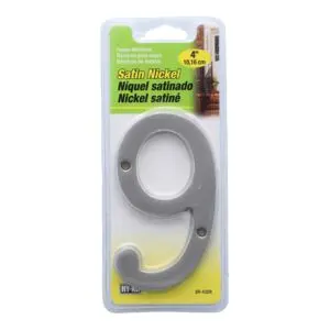 [029069309398] 4" SATIN NICKLE HOUSE NUMBRE 9 HY-KO - BR-43SN/9