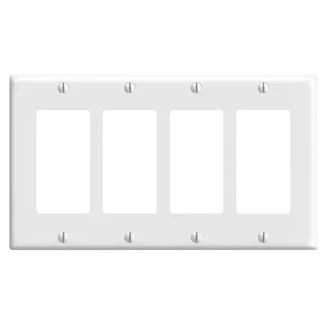 [032664320330] 4-Gang White Decorative Switch Cover - 2164W/OP264-W