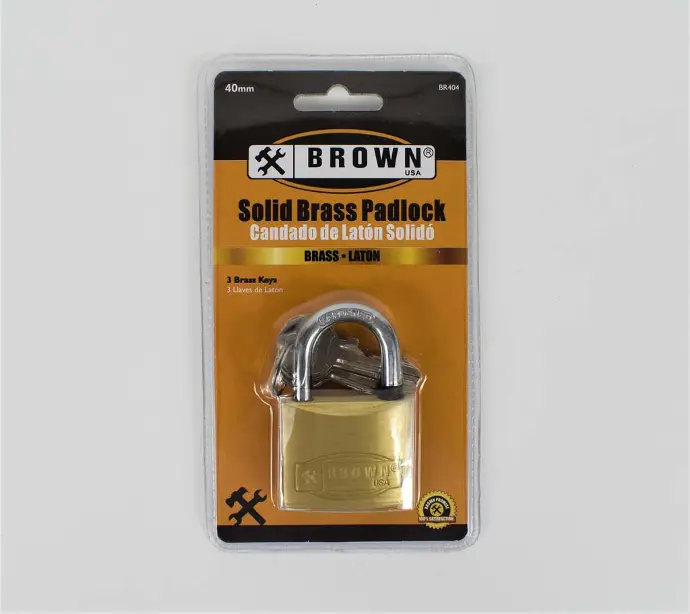[638110003705] 40MM THICK BRASS PADLOCK BROWN - BR404