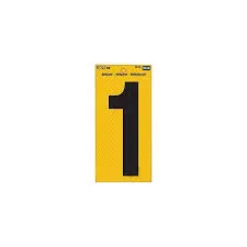 [084100007510] 5" BEND AND PEEL BLACK ON YELLOW REFLECTIVE NUMBER 1 HY-KO - RV-75/1