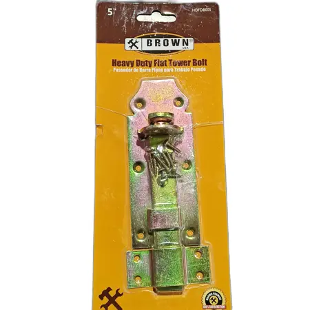 [638110015197] 5" HEAVY DUTY FLAT DOOR BOLT - BROWN USA - HDFDB005