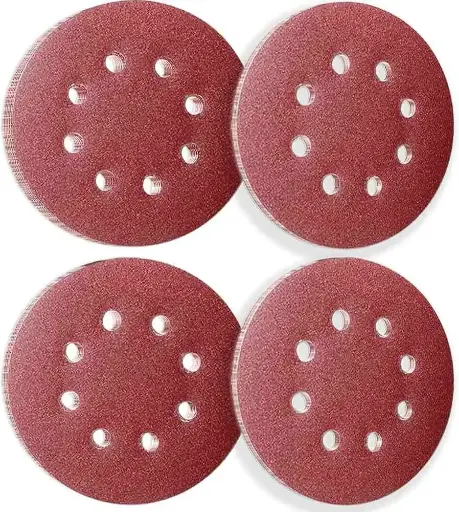[7705509855009] 5" RED VELCRO DISC WITH HOLES 150GRIT (50 PC)