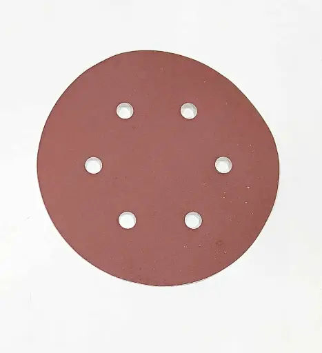 [7705509854965] 6" RED VELCRO DISC WITH HOLES 100GRIT