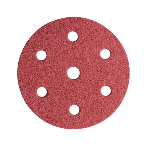 [7705509855092] 6" RED VELCRO DISC WITH HOLES 240GRIT