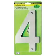 [029069308346] 6" REFLECTIVE PLASTIC NUMBER 4 HY-KO - 30804