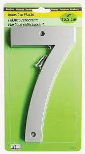 [029069308377] 6" REFLECTIVE PLASTIC NUMBER 7 HY-KO - 30807