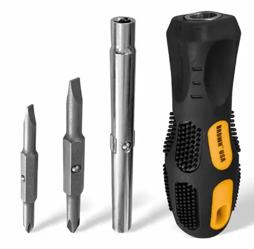 [7501206636201] 6 in 1 MULTI-BIT BROWN SCREWDRIVER - BR0040 