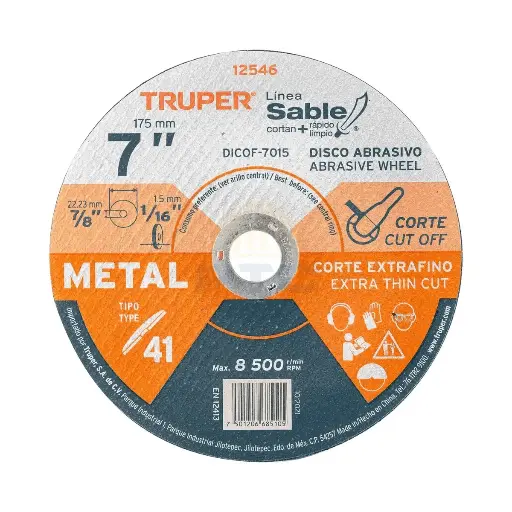 [7501206674024] 7" Metal Abrasive Cut Off Wheel - Truper