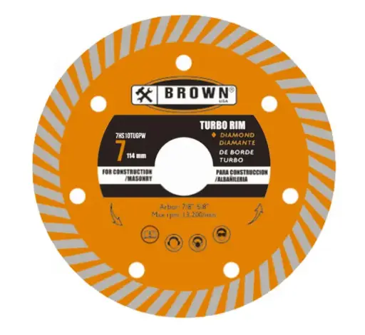 [638110201217] 7" X .08 X 10MM PREM TURBO DIAMOND BLADE MASONRY BROWN USA - 7HS10TUGPW