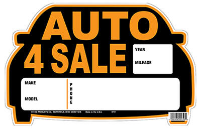 [029069222505] AUTO FOR SALE SIGN 9" X 14" HY-KO - 22121
