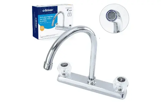 [745338433044 ] Acryilic Double Handle Kitch Faucet 8 inch A367-GF1416B