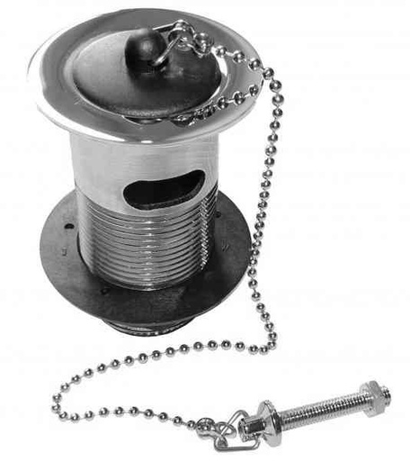 [638110314733] BASIN WASTE 1.25 X 3 SLOTTED W/PLUG AND CHAIN - BW1431